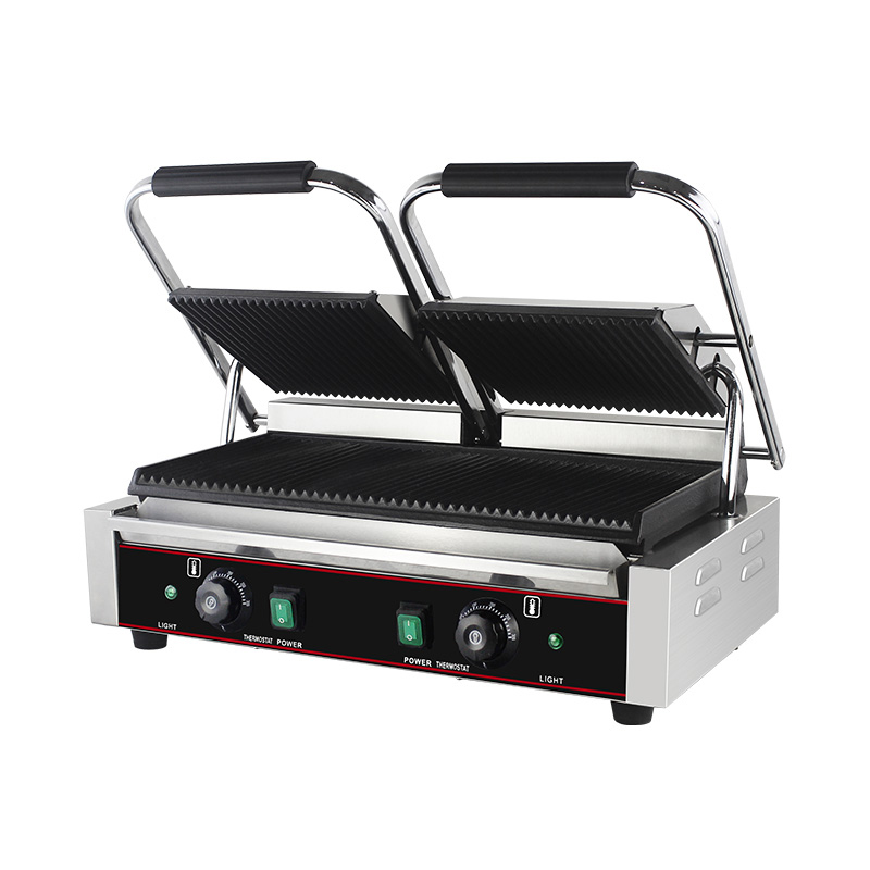 Stainless Steel Commercial Electric Double Plates Panini Grill Kitchen Machine